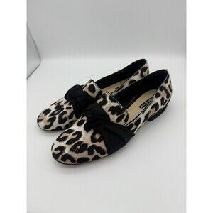 Violet & Red Session Bow Loafers Womens 9 Leopard Animal Print Work Travel